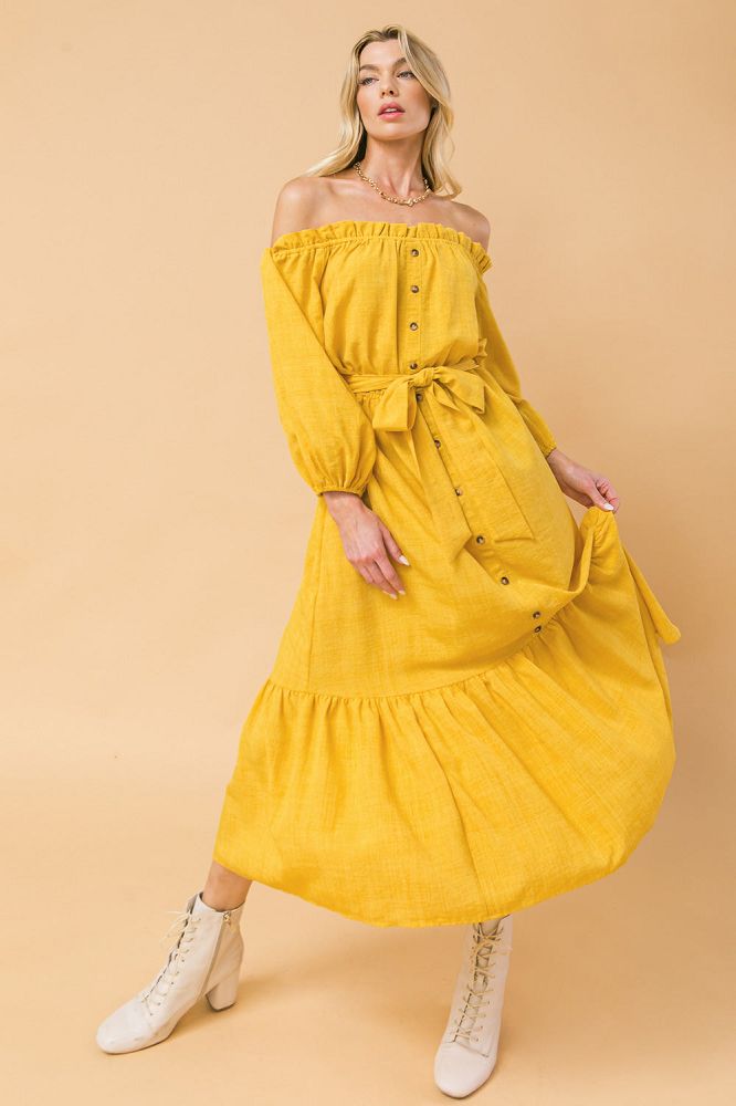 Flying Tomato Telling A Story Woven Midi Dress