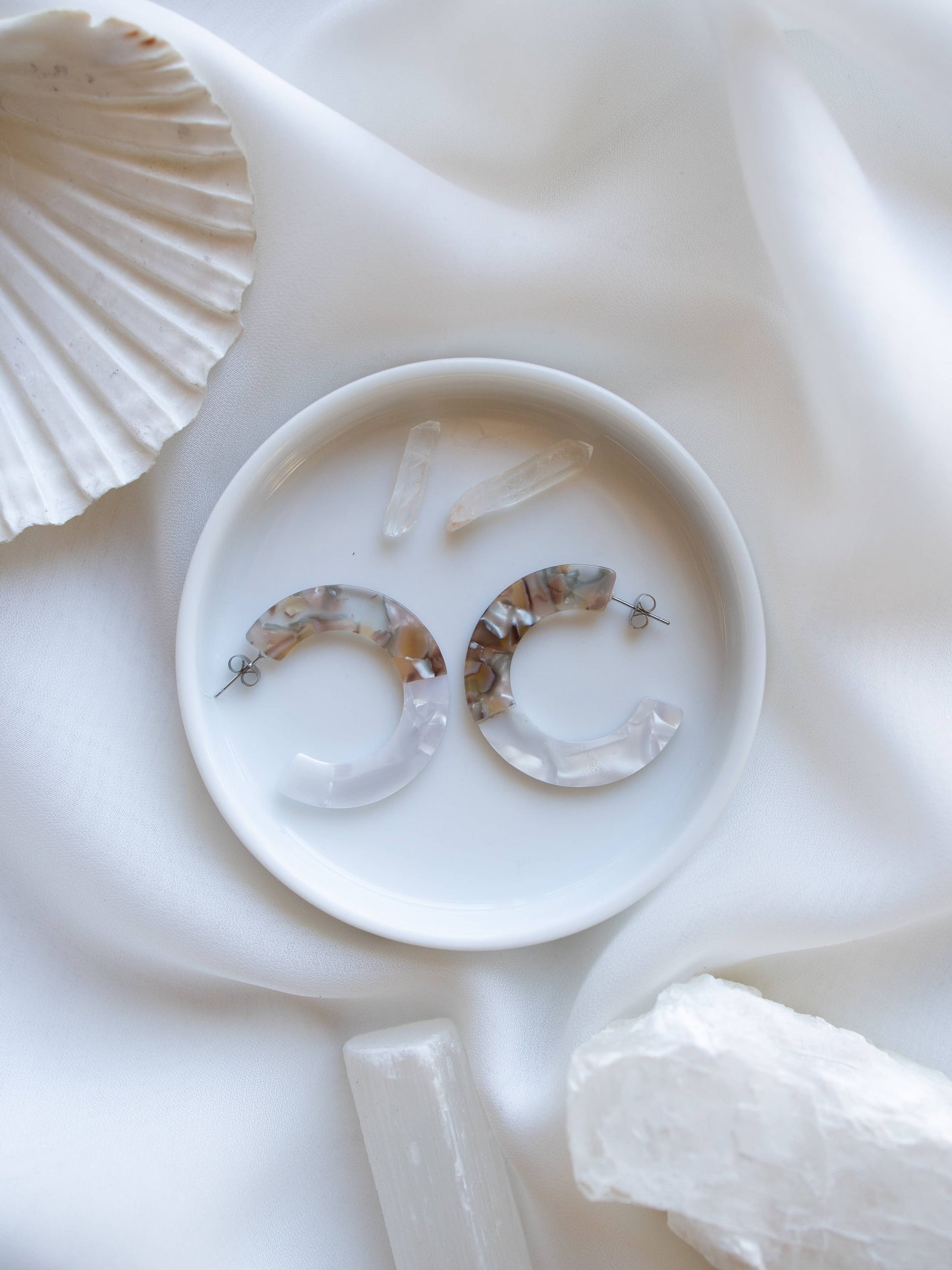 NAT + NOOR - Roza Hoops In White - Elements Berkeley