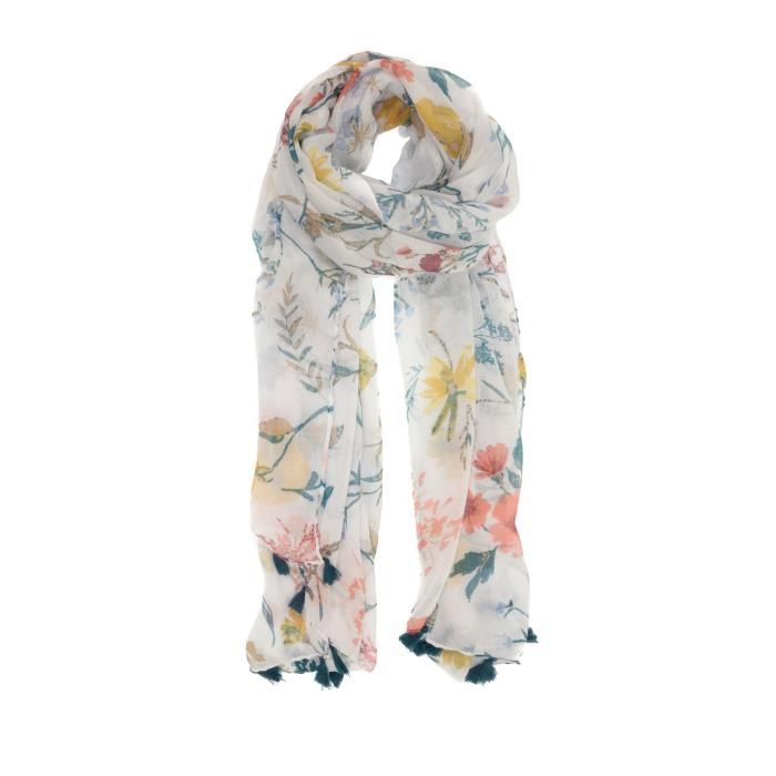 Joy Susan Multi Long Stem Floral Tassel Scarf