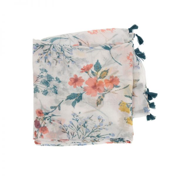 Joy Susan Multi Long Stem Floral Tassel Scarf