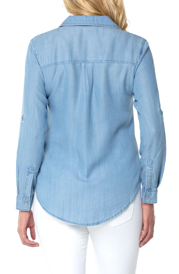 Liverpool Rolled Sleeve Button Down Shirt