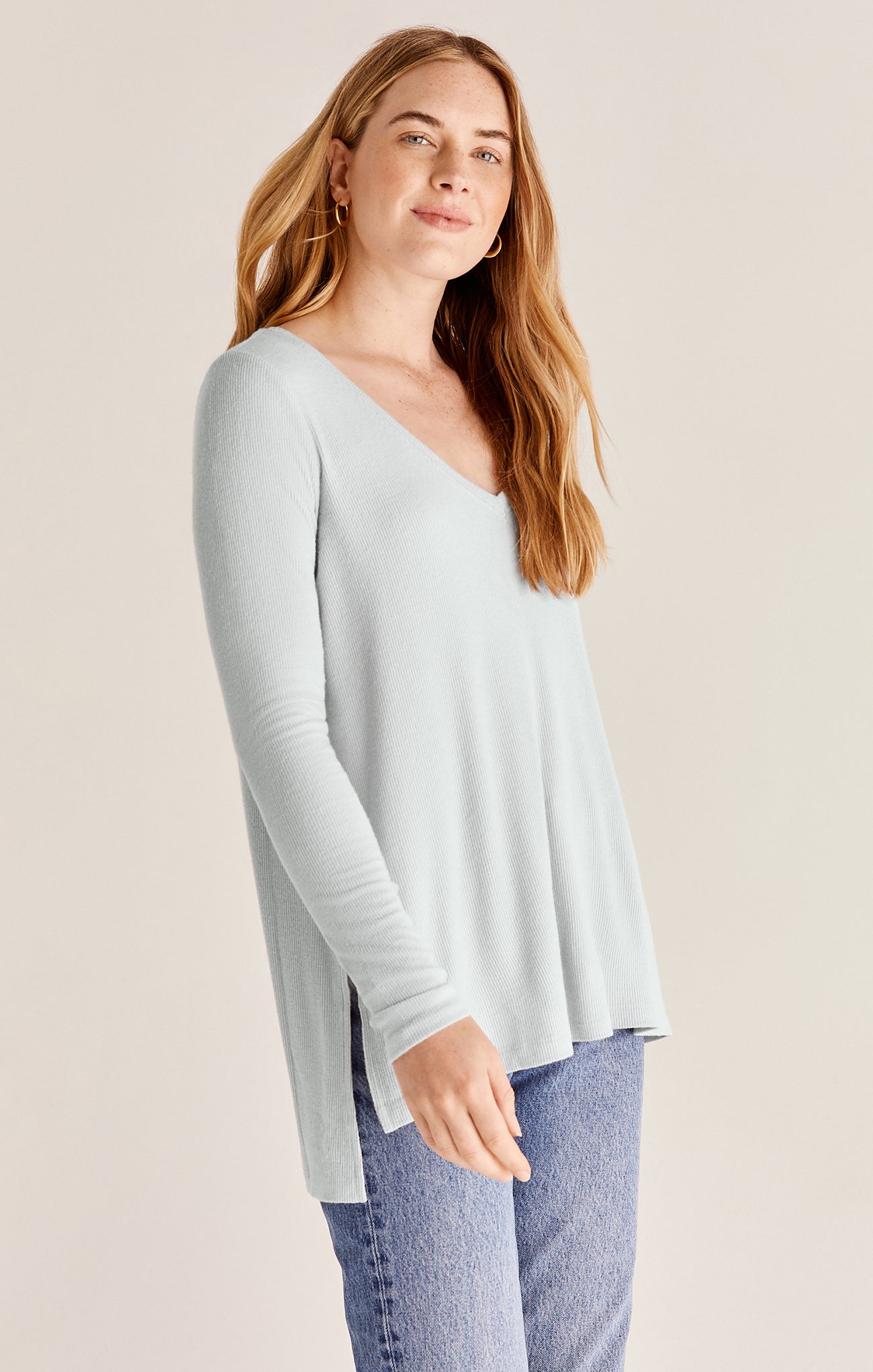 Z Supply Mal Brushed Rib Long Sleeve Tee