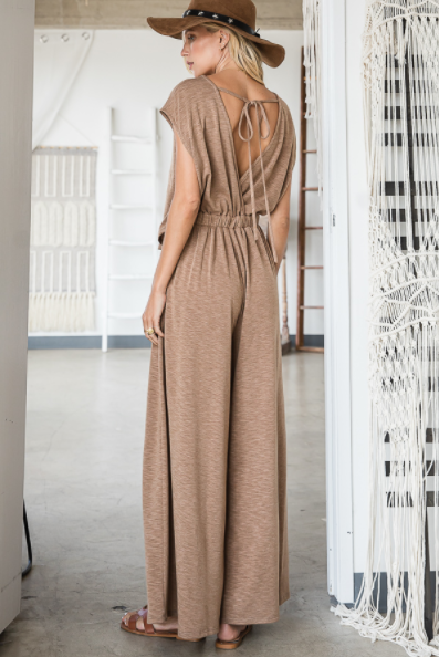 Bucketlist Open Front Wide Leg Jumpsuit