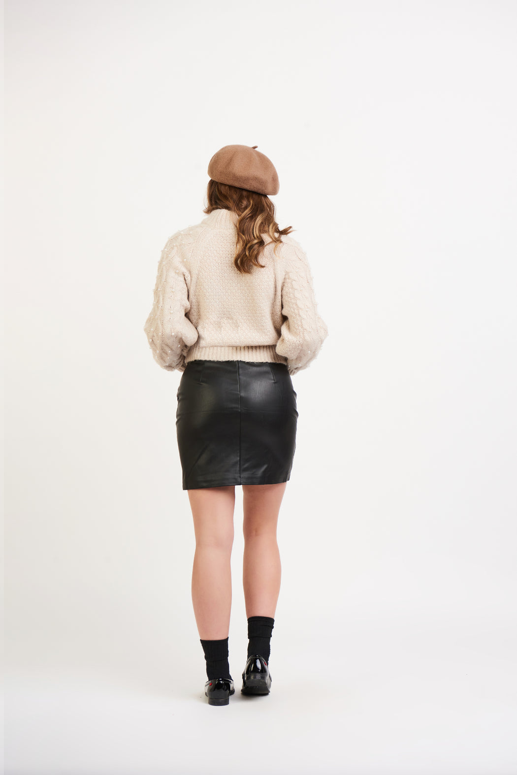 Dex/Black Tape Cable Knit Sweater With Pearls