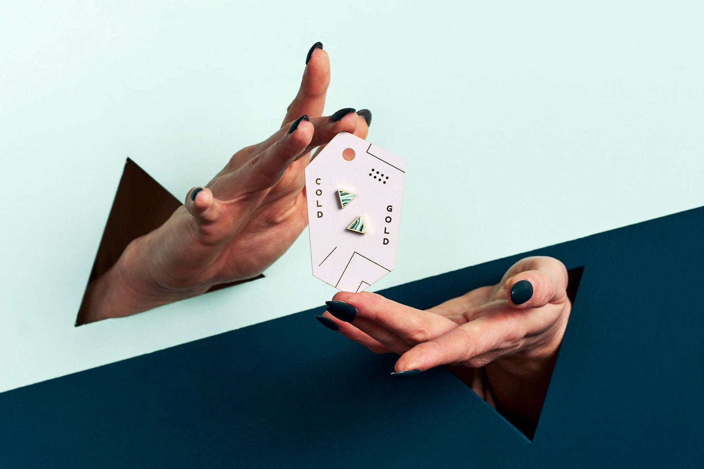 Forest + White Marble Triangle Stud Earrings - Elements Berkeley