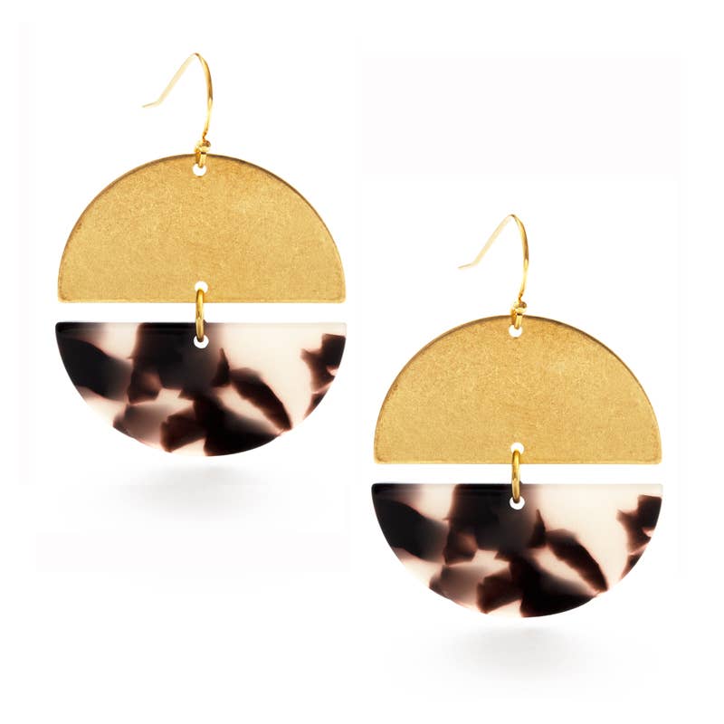 Tortoise Shell Semicircle Earrings - Elements Berkeley