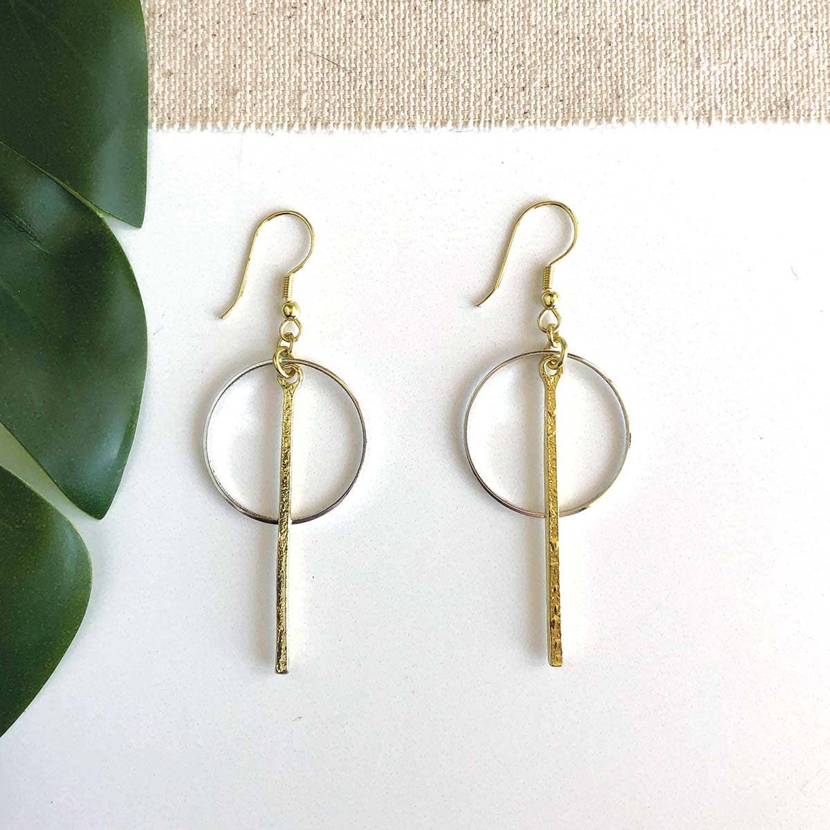 WorldFinds - Bar Hoop Drop Earrings - Elements Berkeley