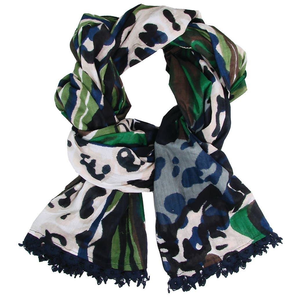WorldFinds - Watercolor Crochet Trim Scarf - Elements Berkeley
