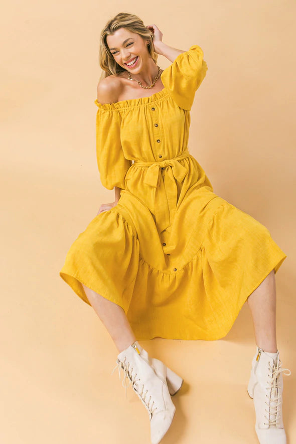 Flying Tomato Telling A Story Woven Midi Dress