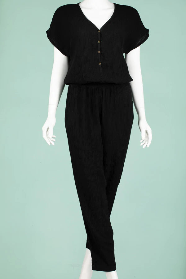Hello Nite Short Sleeve Snap Jumpsuit