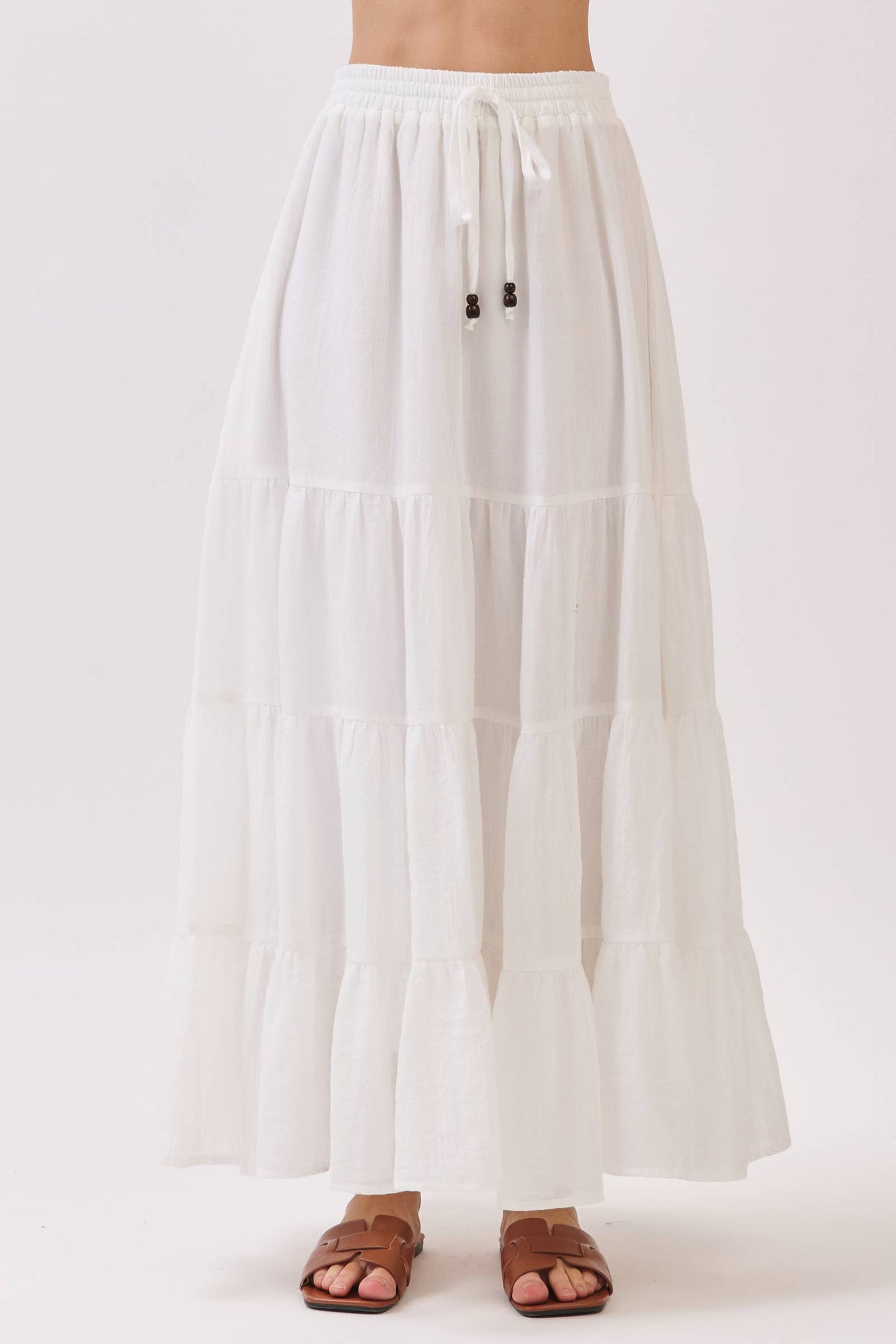 Tiered Coconut Tie Detail Maxi Skirt - Final Touch