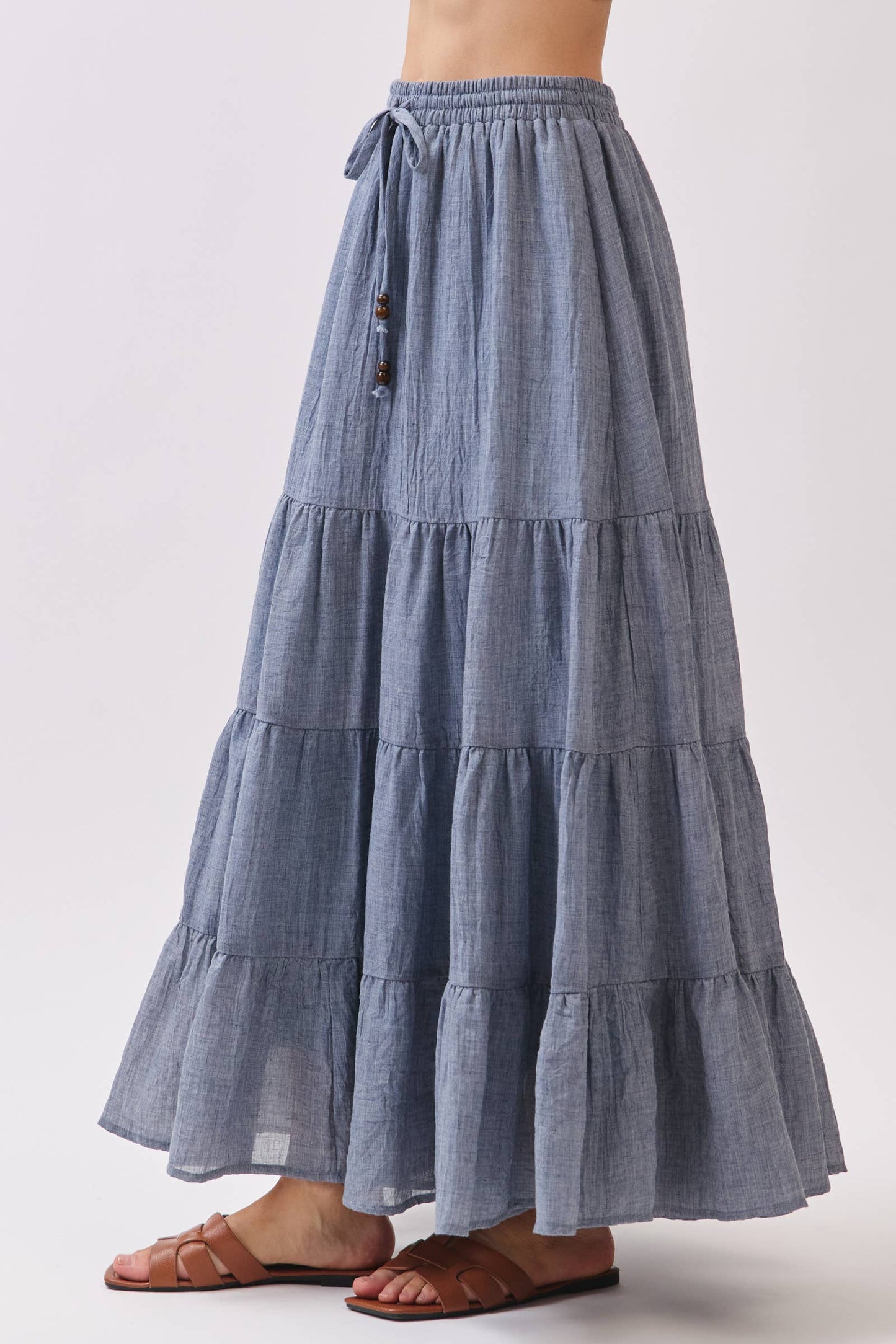 Tiered Coconut Tie Detail Maxi Skirt - Final Touch