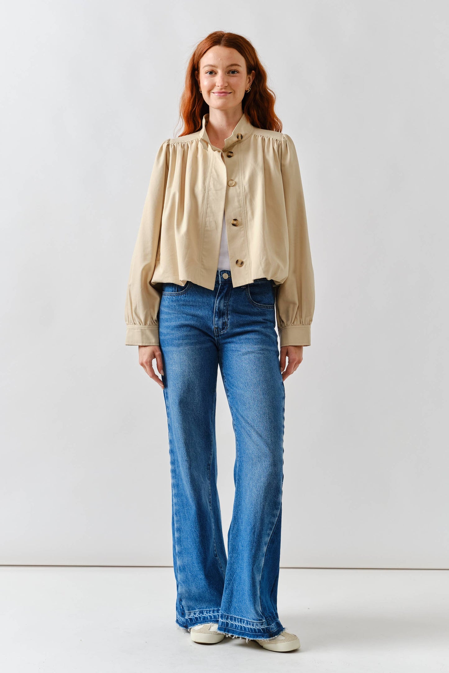 Aaron & Amber - MAJ3308 SHORT BALLON TRENCH JACKET