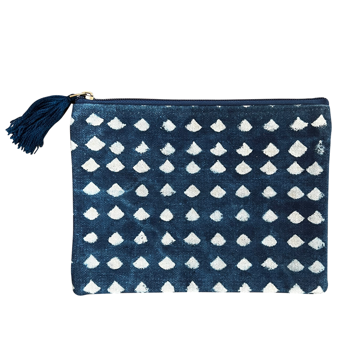 Navy White Block Print 100% Cotton Coin Purse