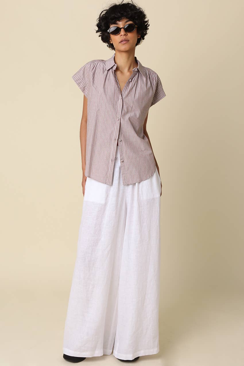 Jerri Linen Wide-Leg Pants - Olivaceous