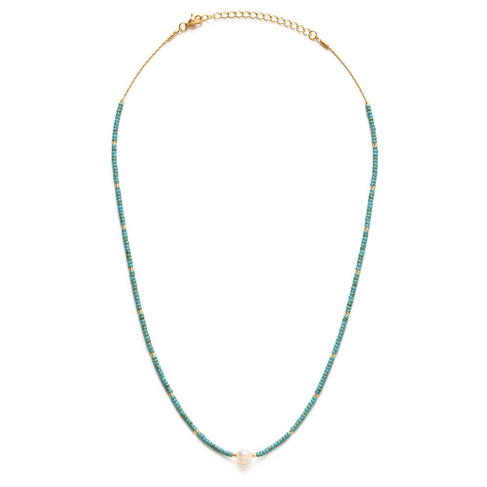 Amano Studio - Miyuki Bead and Pearl Necklace - Turquoise