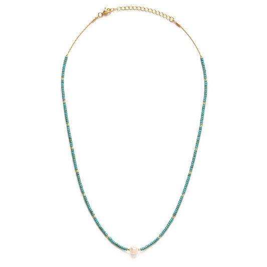 Amano Studio - Miyuki Bead and Pearl Necklace - Turquoise