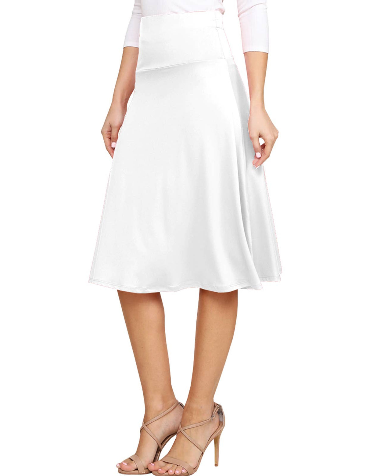 High Waist Elastic Flared Midi Skirt - NINEXIS