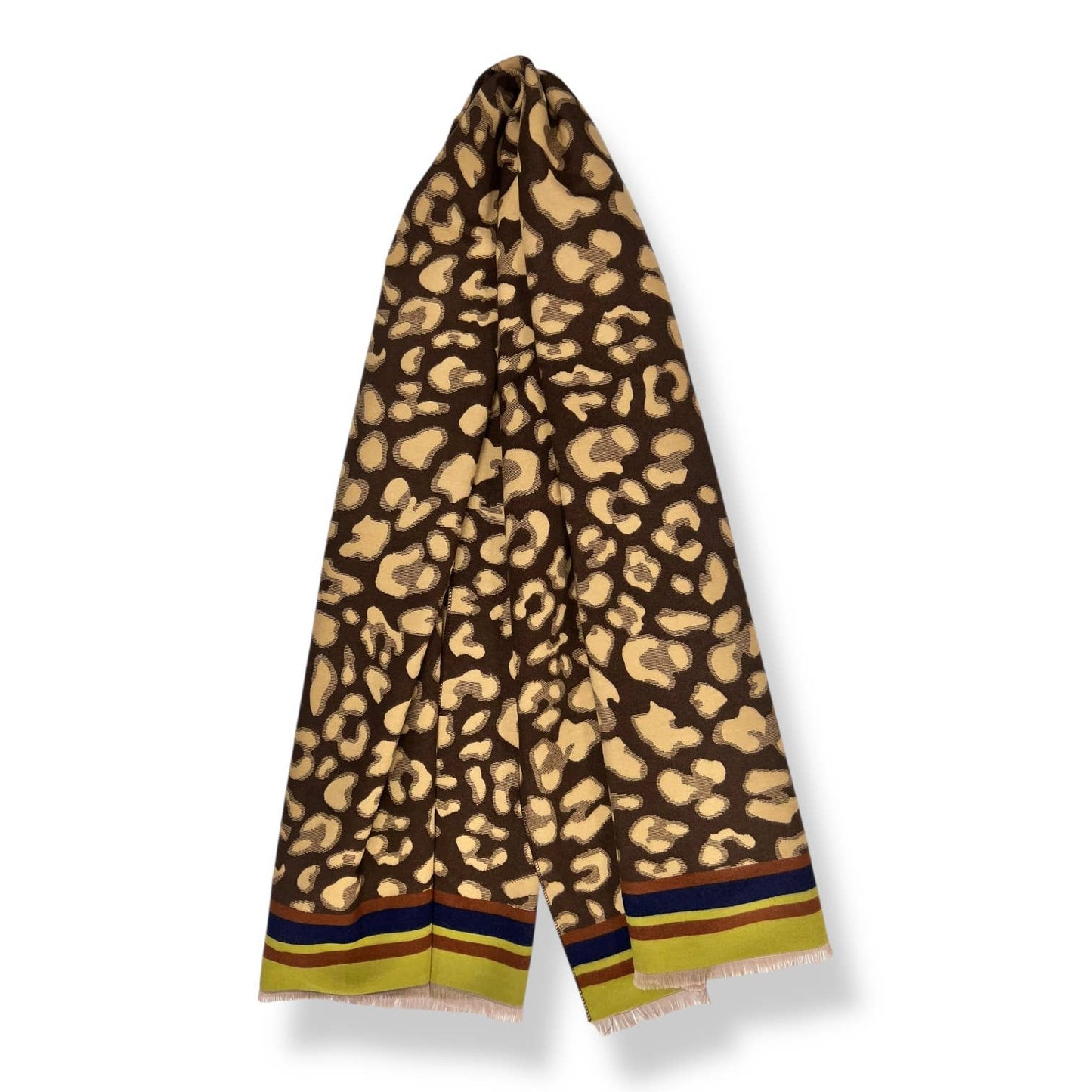 London Scarves - Leopard print with colouful border cashmere blend