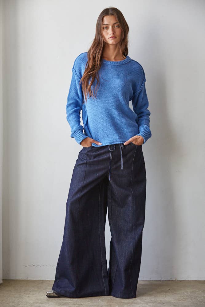 By Together - W1155 | Knit Sweater Crew Neck Long Sleeve Pullover Top