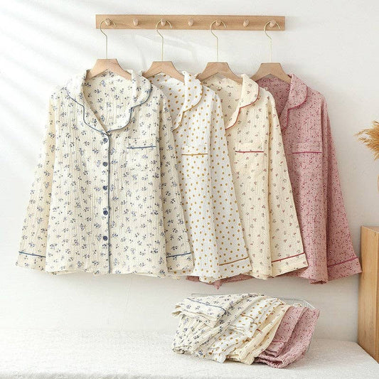 Printed Long Sleeve Pajama Set - Sheer Trend