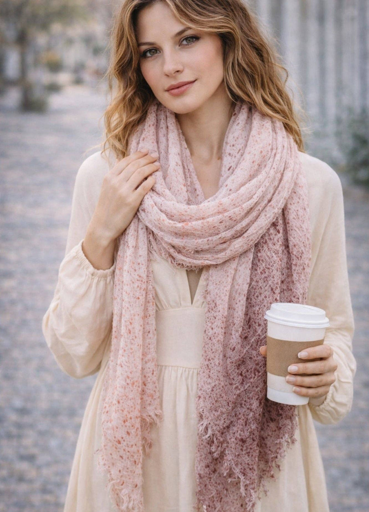 JC Sunny Fashion - JC021051 Lightweight Super Soft Two-Tone Speckled Dyed Scarf