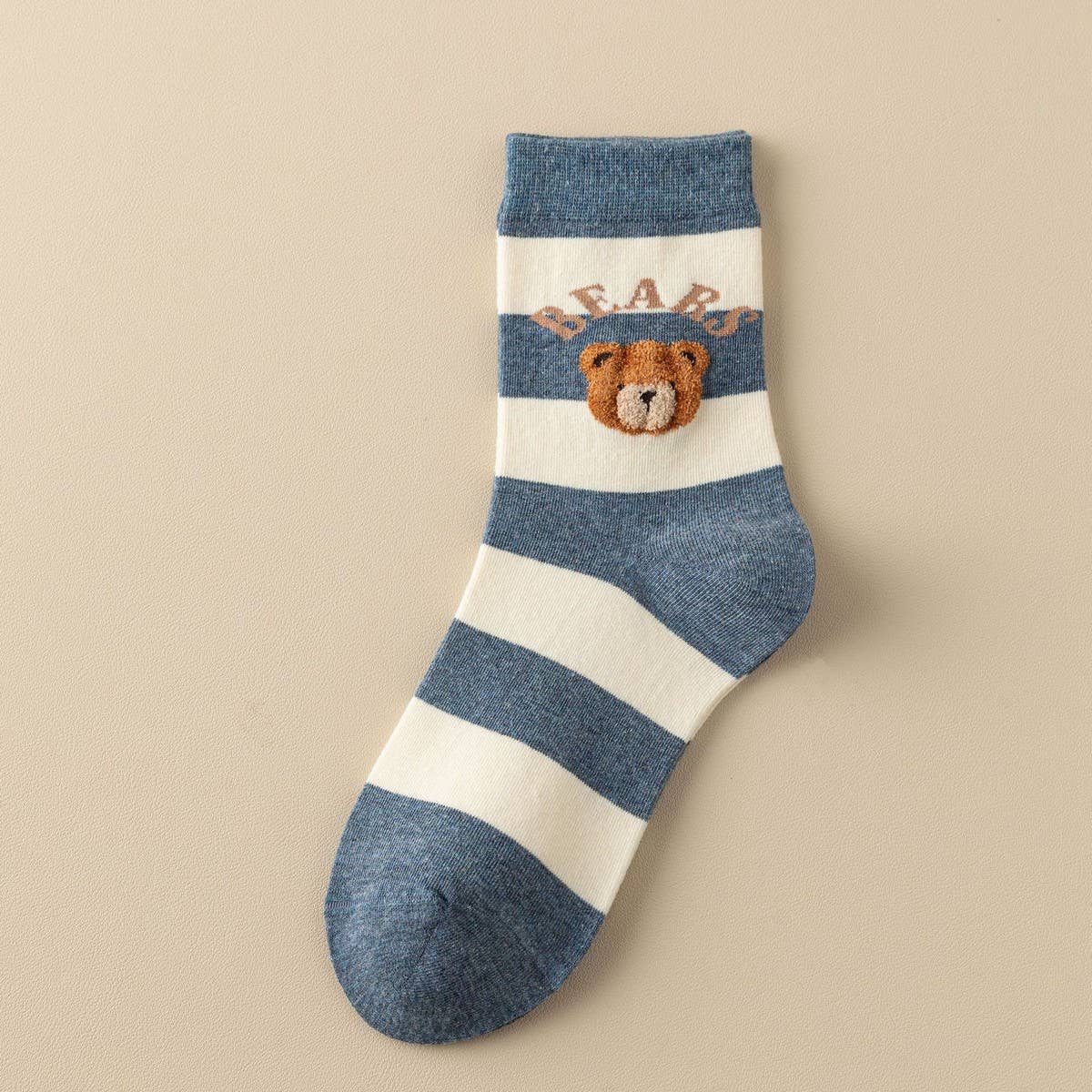 WOMEN BROWN BEAR COTTON CREW SOCKS - NINEXIS