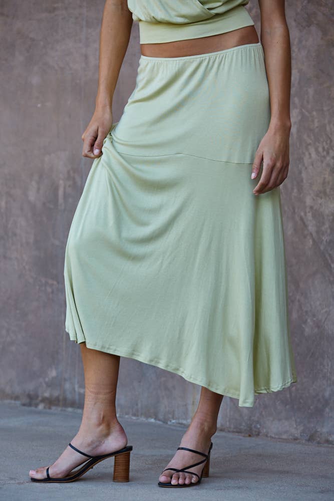 Knit Viscose Spandex Midi Skirt - By together