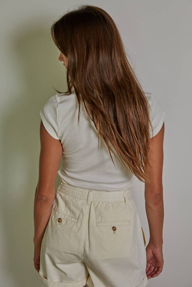 RJ3400 | Knit Cotton Spandex Ribbed Short Sleeve Round Neck