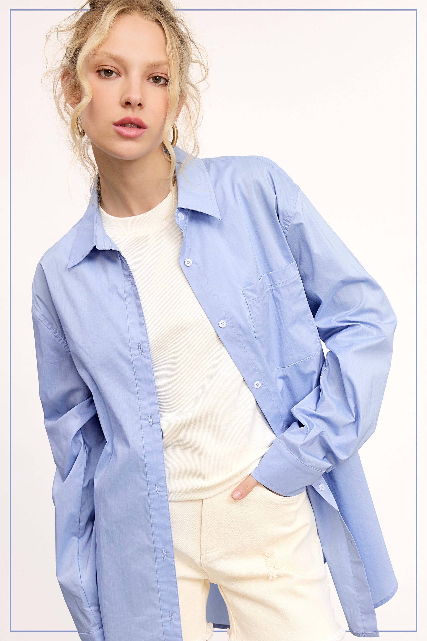 La Miel - SRT7809-Classic Collared Button Down Poplin Shirts