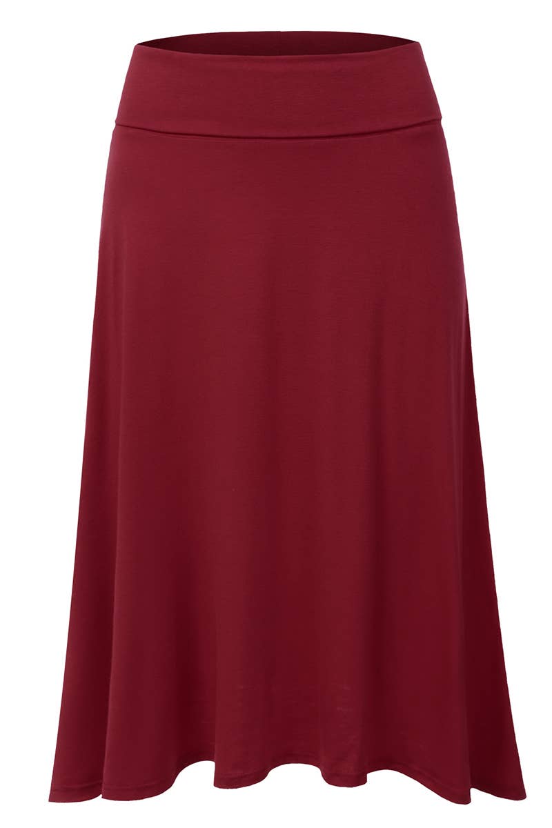 High Waist Elastic Flared Midi Skirt - NINEXIS