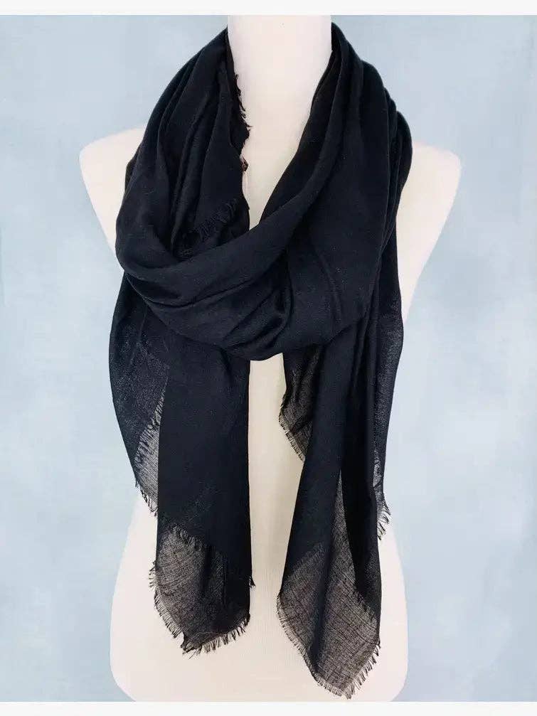 JC Sunny Fashion - JC021022 Soft As Cashmere Oversized Solid Frayed-Edge Scarf Shawl
