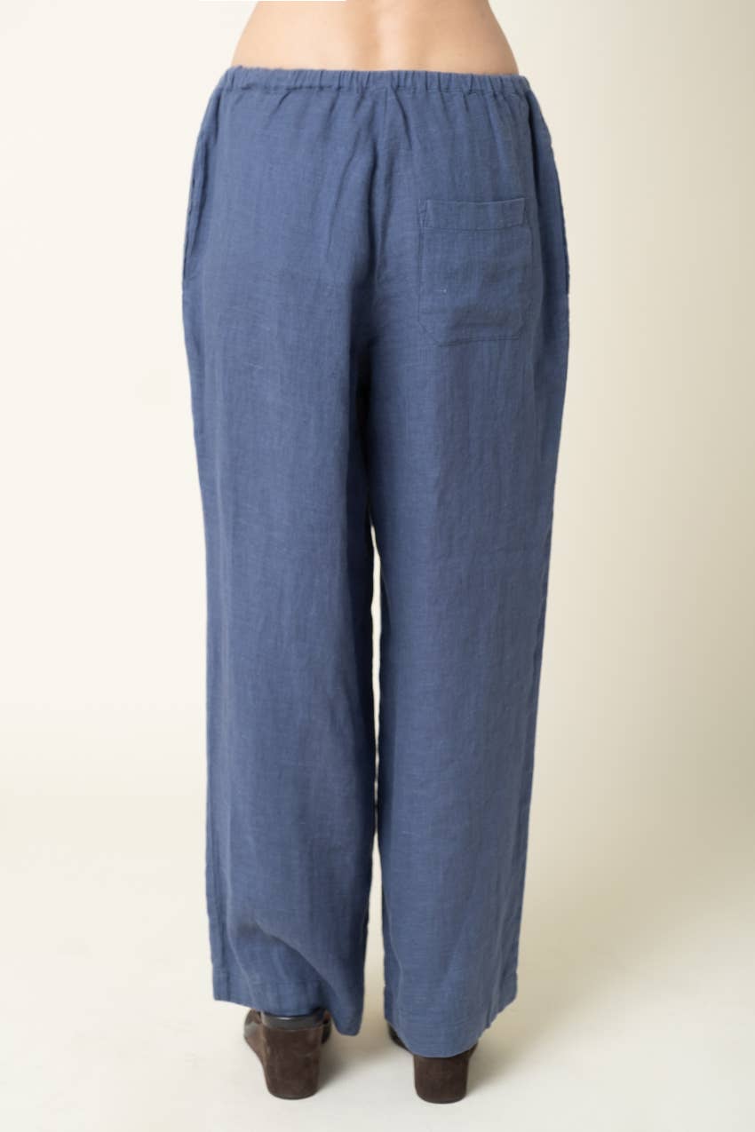 Millie Wide-Leg Drawstring Linen Pants - Olivaceous