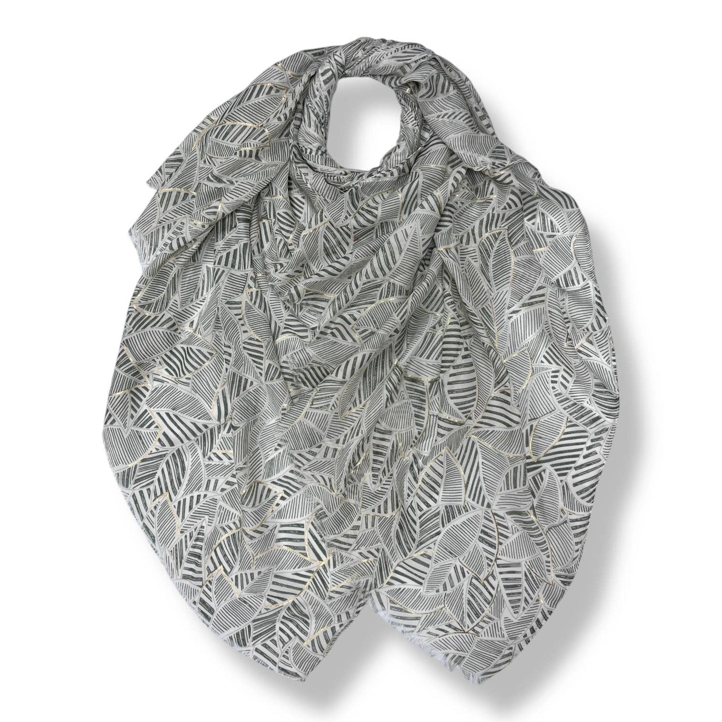 London Scarves - Summer Monochrome Leaf Print Scarf