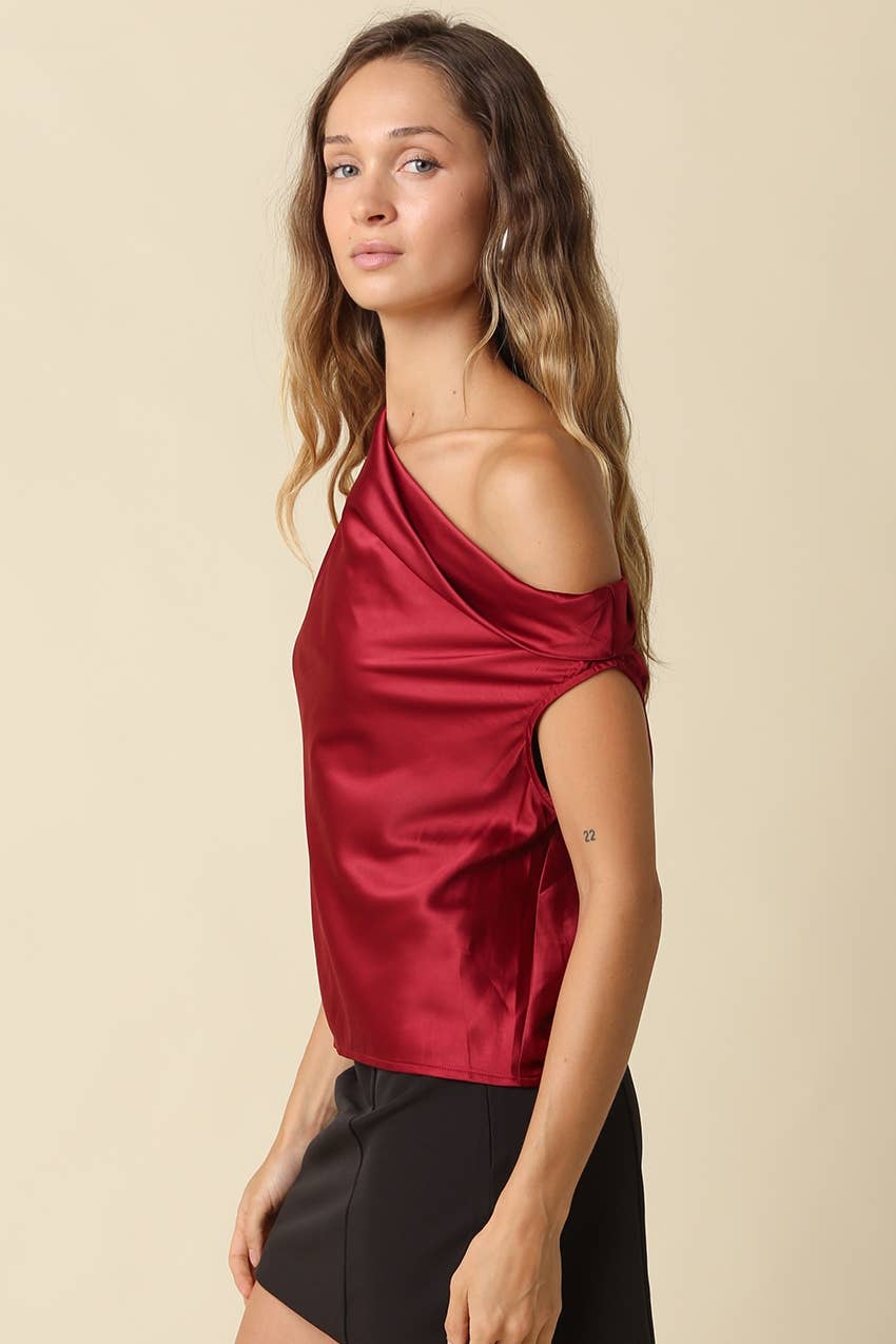 Kenzie One Shoulder Satin Top