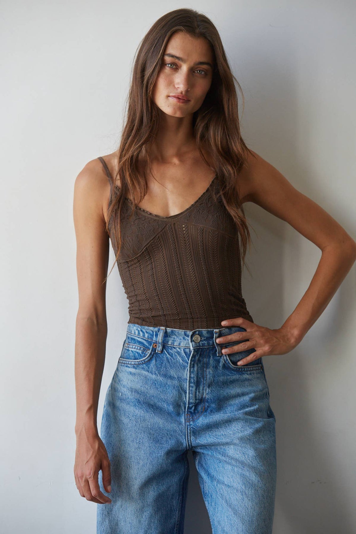 Knit Seamless Nylon Spandex Jacquard Pattern Top - By Together