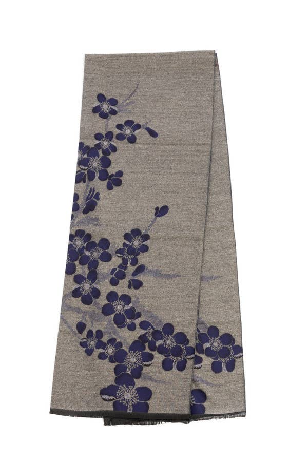 SAACHI - Two Color Floral Reversible Scarf