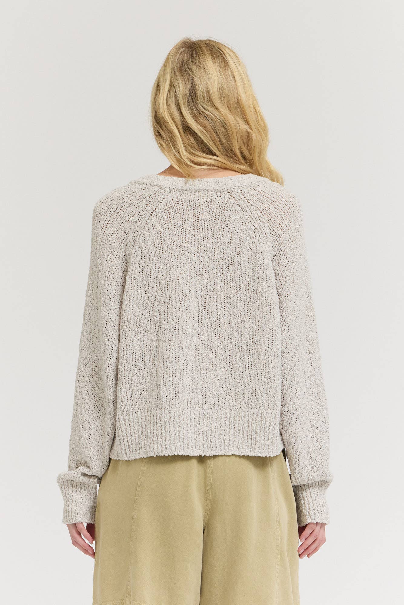 Grade & Gather - 80476TY - TEXTURED VNECK CARDIGAN