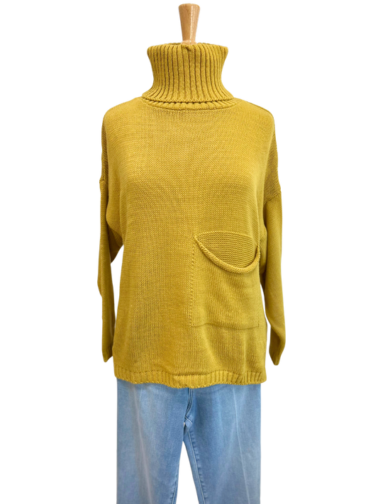 Back Slit Turtleneck Sweater