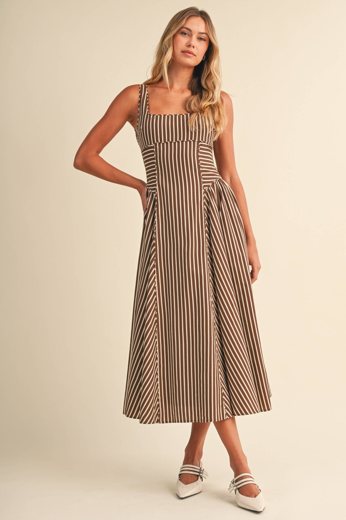 STRIPED MIDI DRESS - Klesis