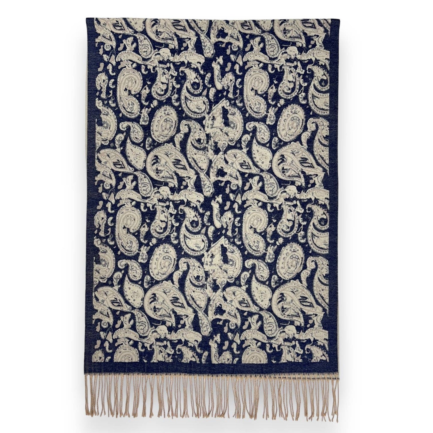London Scarves - Elegant Paisley Wool Blend Scarf with tassels