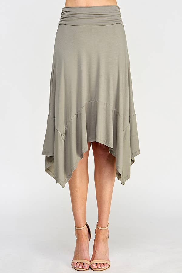 BA49961 - HANDKERCHIEF HEMLINE MIDI SKIRT