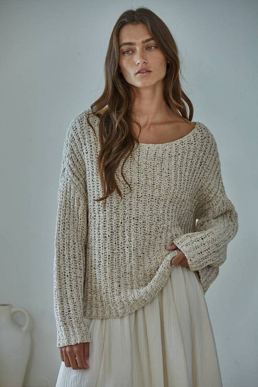 Knit Sweater Cotton Polyester Oversized Top - By Together