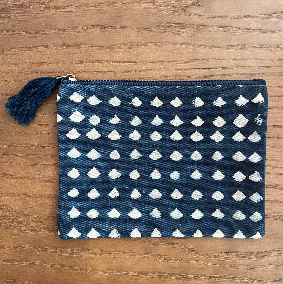 Navy White Block Print 100% Cotton Coin Purse