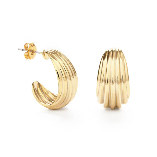Vintage Ribbed Shell Hoop Earrings - Amano Studio
