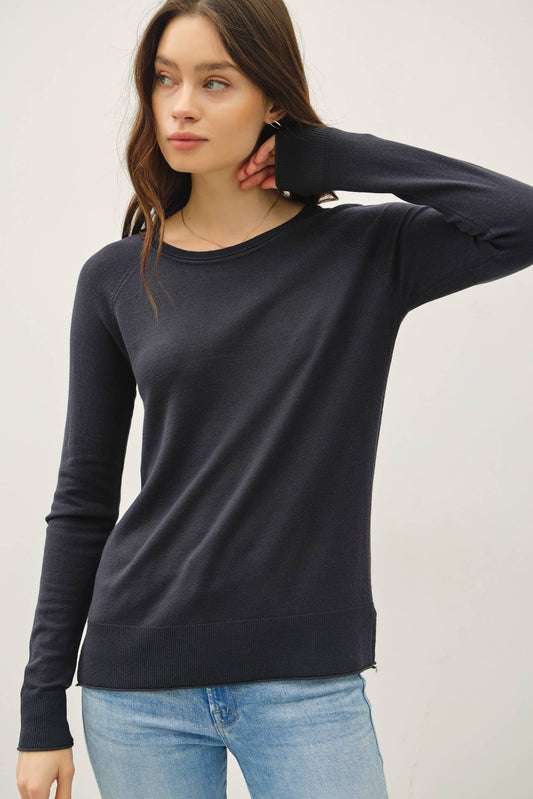 Be Cool - LIGHTWEIGHT ROUND NECK RAGLAN LONG SLEEVE SWEATER
