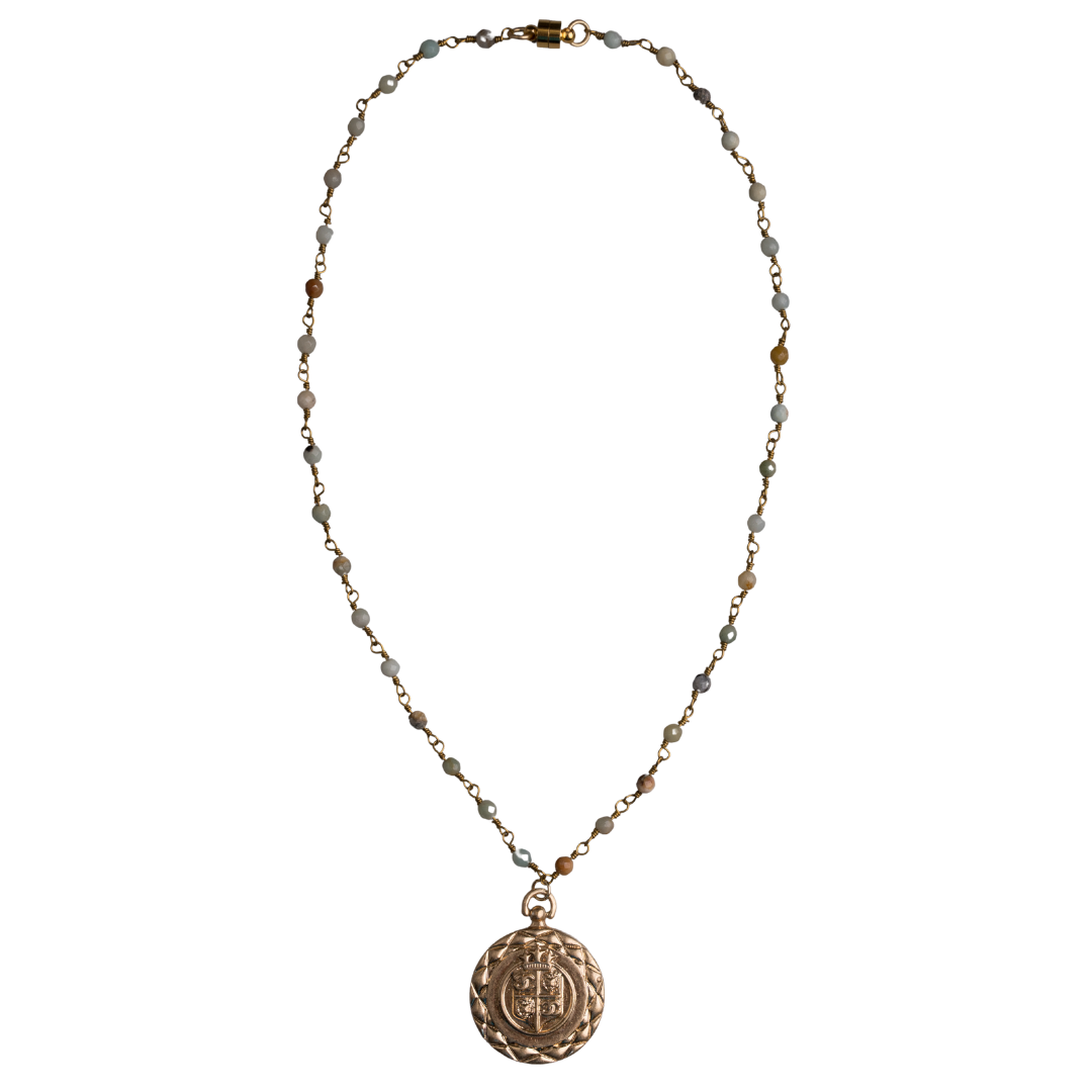 ali & bird jewelry - Quilted lion coin necklace- Amazonite
