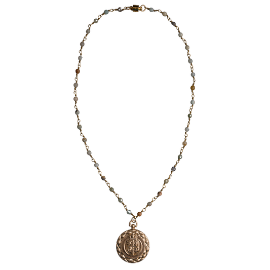 ali & bird jewelry - Quilted lion coin necklace- Amazonite