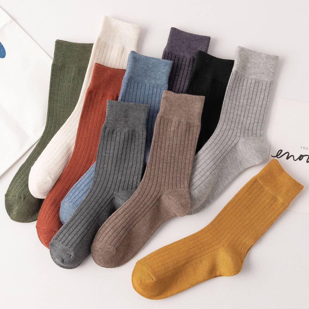 WOMEN SOLID COTTON SLOUCH CREW SOCKS - NINEXIS