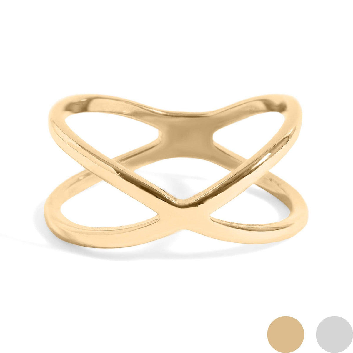 18K Gold PVD Stainless Steel Atomic X Geometric Ring - WJW